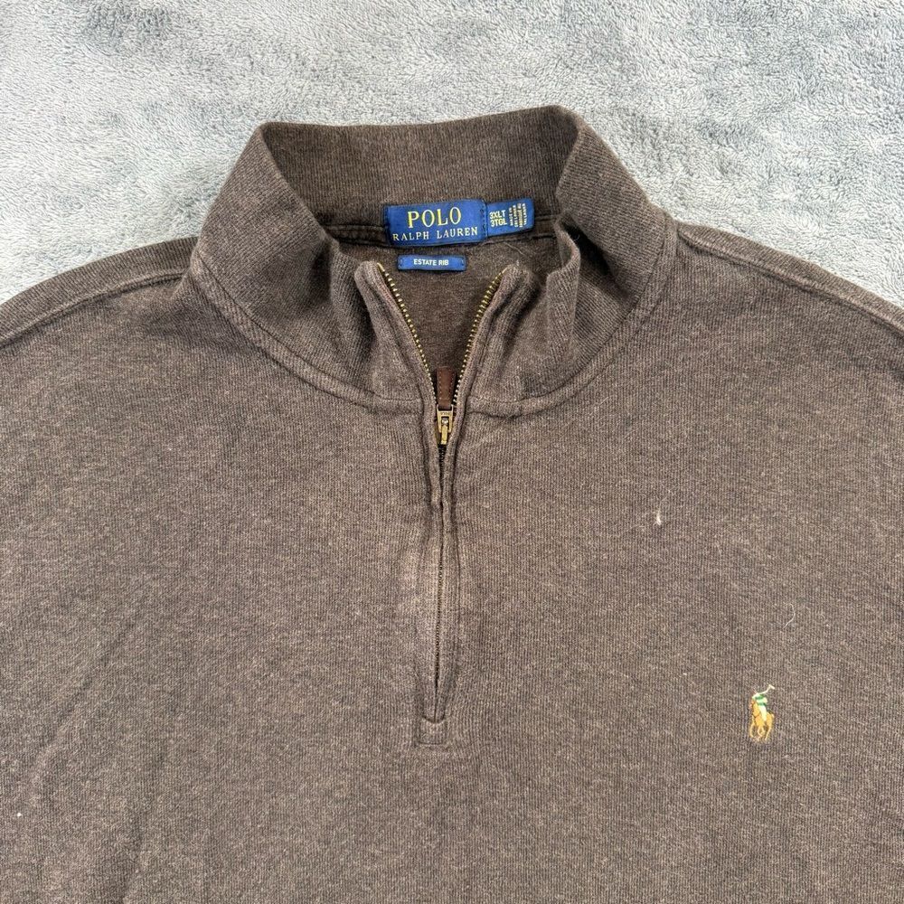 Polo Ralph Lauren Estate Rib Quarter Zip Pullover Nutmeg Brown Heather 3XLT